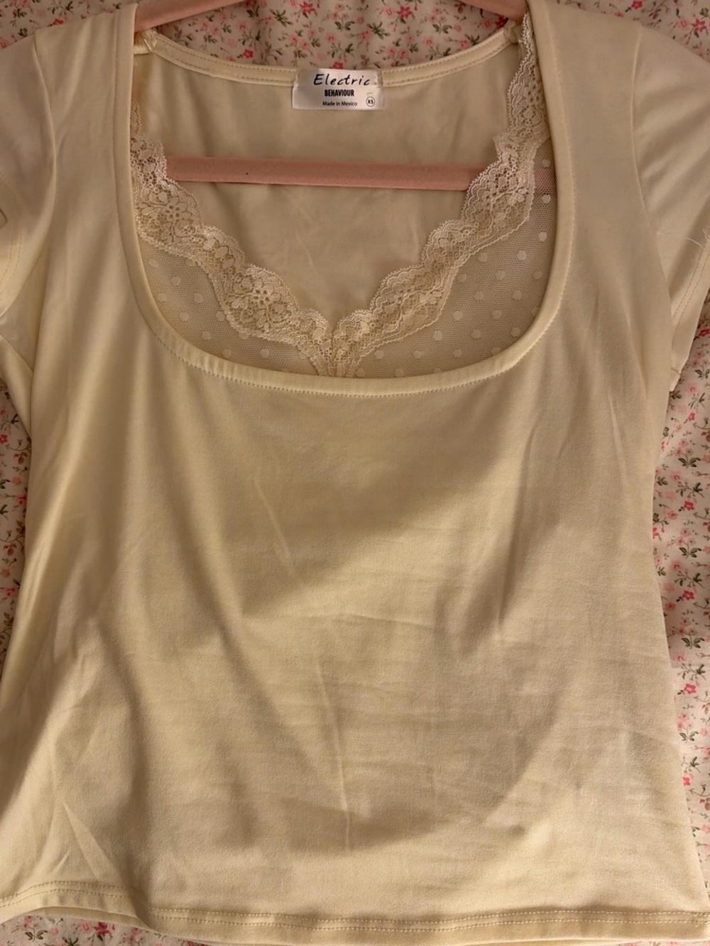 Electric Family Cream Lace-Trim Chemise Top